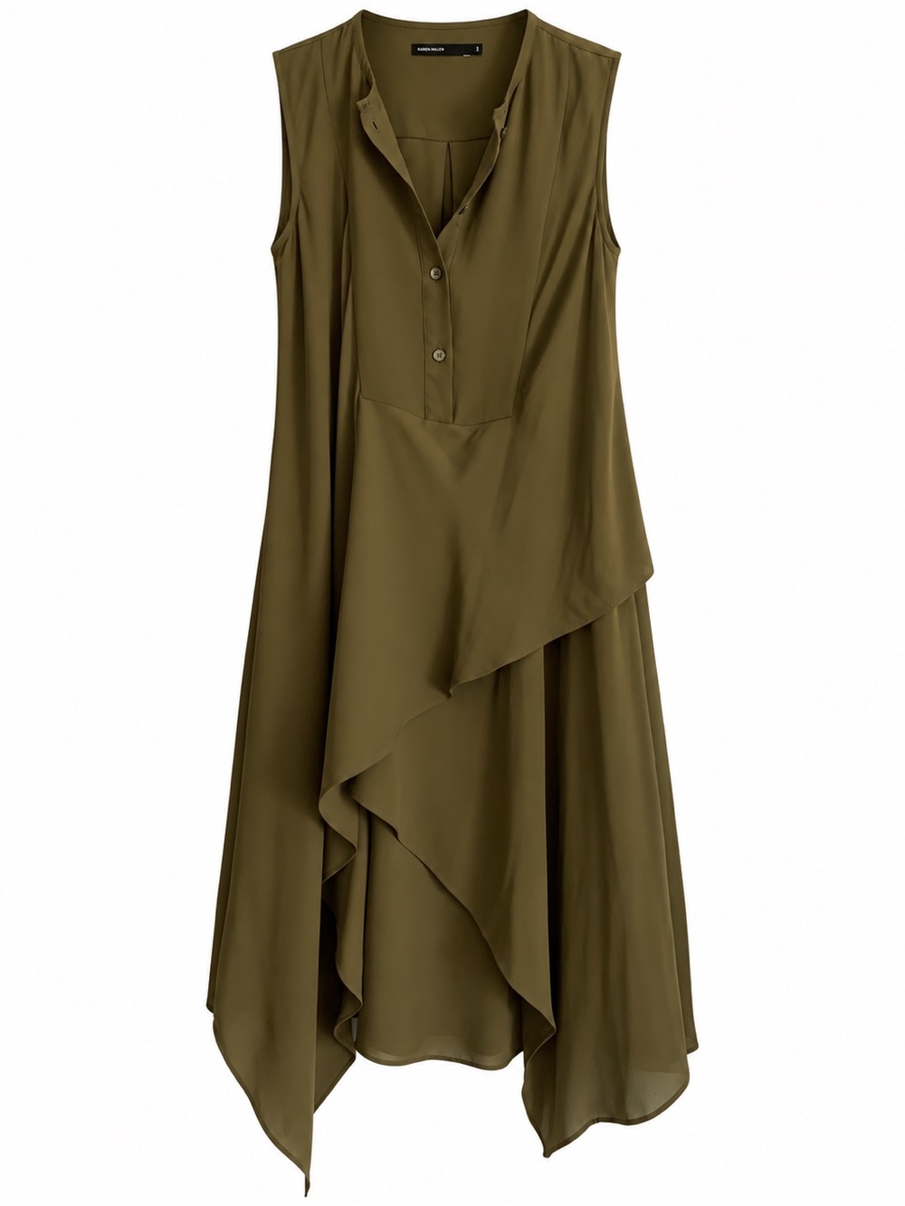 Sleeveless Olive Asymmetric Layered Dress - Karen Millen